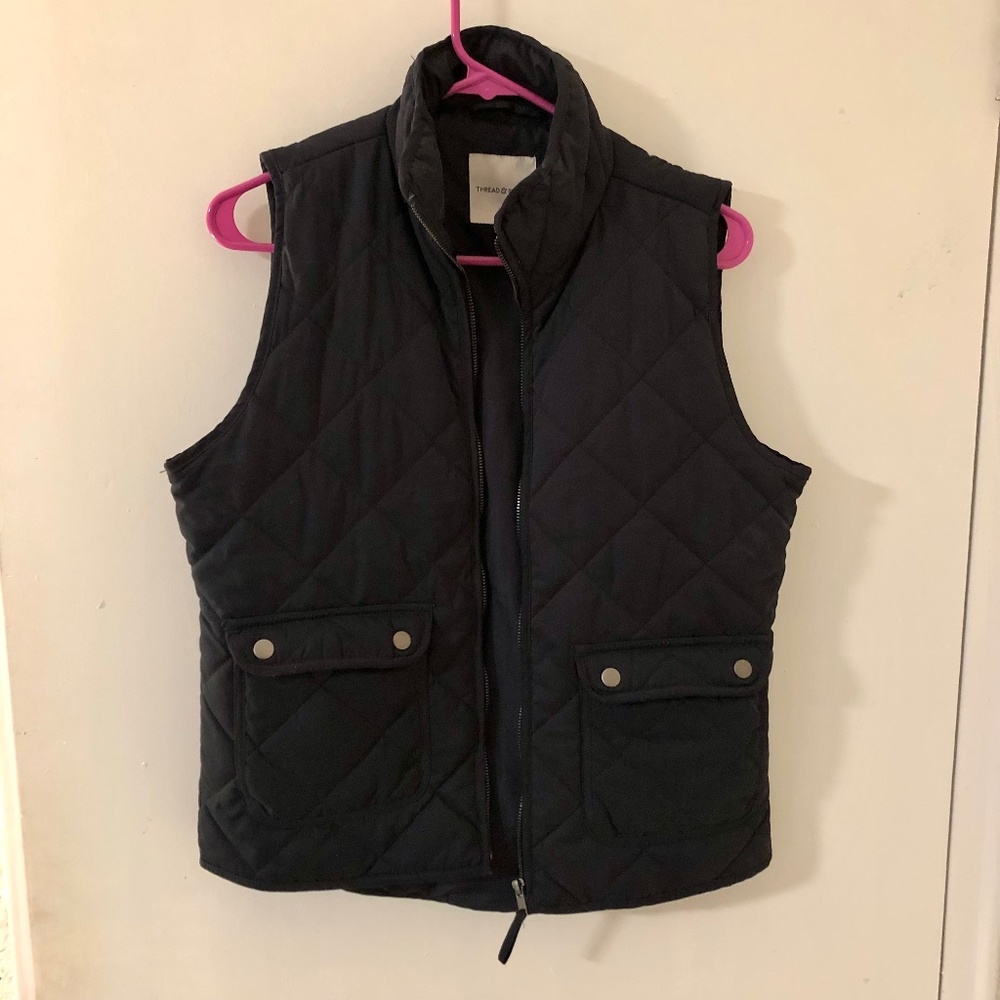 Thread & Supply Navy Quilted Vest NWOT